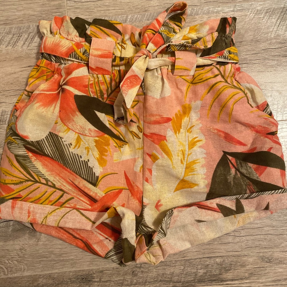 tropical paper bag shorts